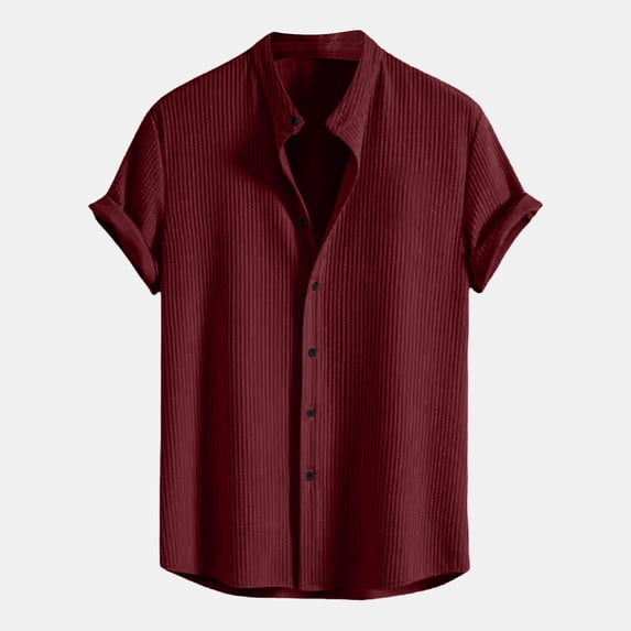 Wancir Mens Short Sleeve Cuban Camp Guayabera Shirt Linen Cotton Hippie Beach Button Down Shirts