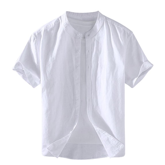 Wancir Mens Short Sleeve Cuban Camp Guayabera Shirt Linen Cotton Hippie Beach Button Down Shirts