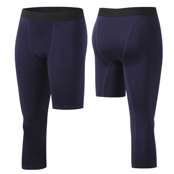 Wancir Mens Single Leg 3/4 Compression Capri Tights One Leg Unisex Sports Compression Pants Athletic Base Layer Leggings