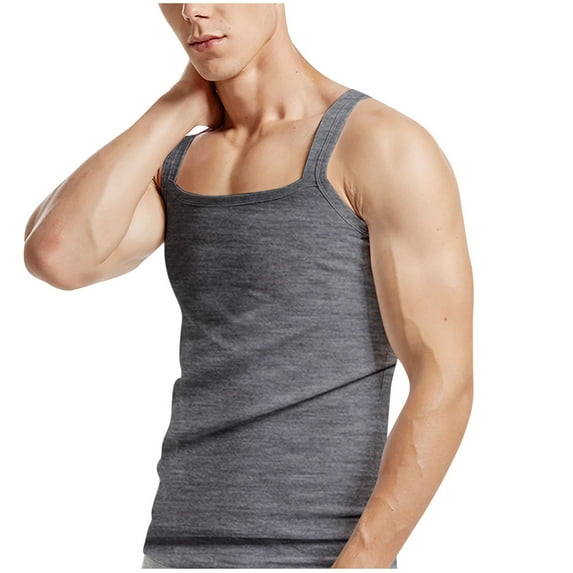 Wancir Mens Tank Top Undershirt G-Unit Style Summer Tank Tops Square Cut Muscle Rib A-Shirt Gym Muscle Tank Top