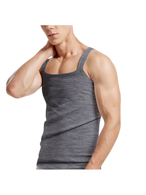 Wancir Mens Tank Top Undershirt G-Unit Style Summer Tank Tops Square Cut Muscle Rib A-Shirt Gym Muscle Tank Top