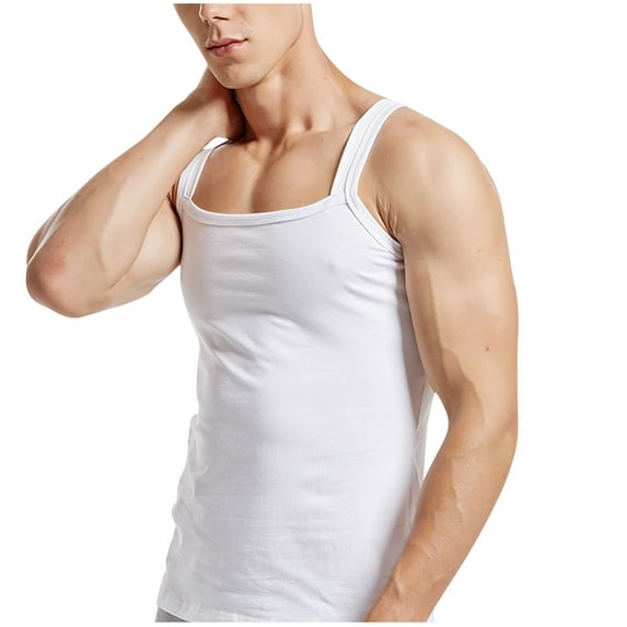 Wancir Mens Tank Top Undershirt G-Unit Style Summer Tank Tops Square Cut Muscle Rib A-Shirt Gym Muscle Tank Top