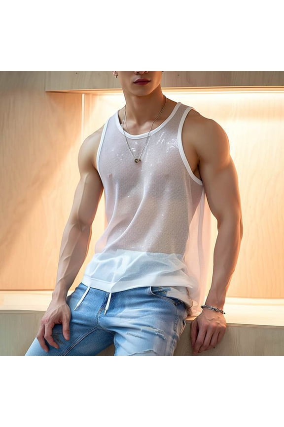 Wancir Mens Tank Top Undershirt G-Unit Style Summer Tank Tops Square Cut Muscle Rib A-Shirt Gym Muscle Tank Top