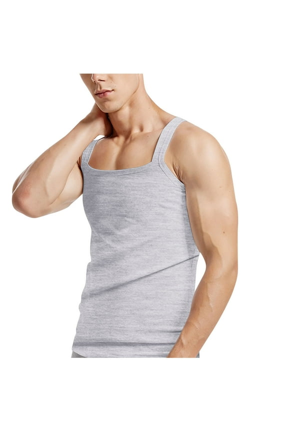 Wancir Mens Tank Top Undershirt G-Unit Style Summer Tank Tops Square Cut Muscle Rib A-Shirt Gym Muscle Tank Top