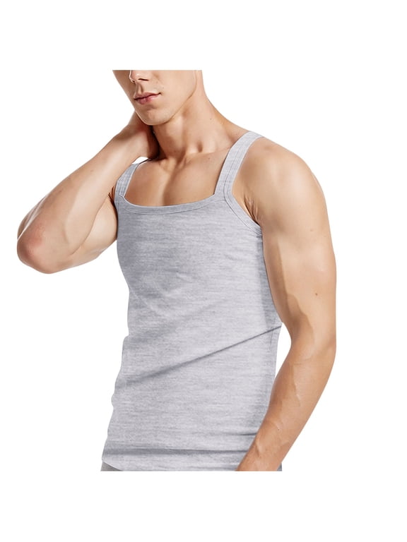 Wancir Mens Tank Top Undershirt G-Unit Style Summer Tank Tops Square Cut Muscle Rib A-Shirt Gym Muscle Tank Top