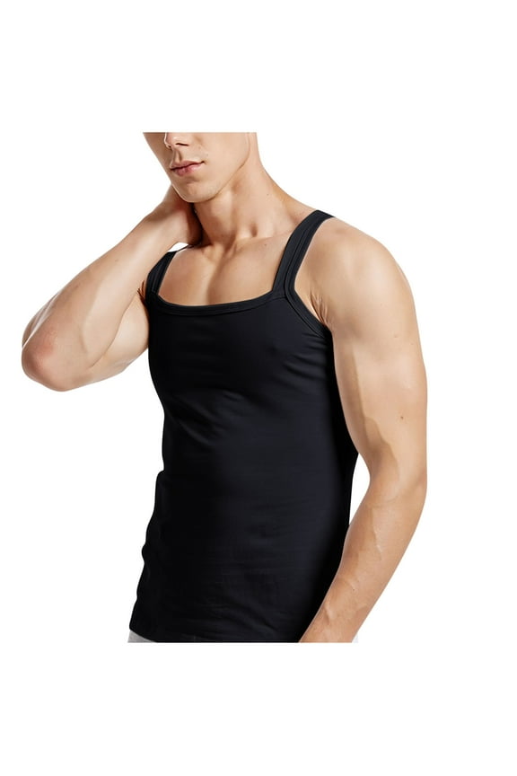 Wancir Mens Tank Top Undershirt G-Unit Style Summer Tank Tops Square Cut Muscle Rib A-Shirt Gym Muscle Tank Top