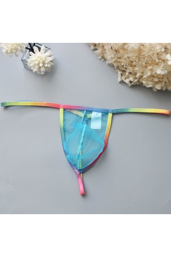 Mens Thong Underwear Briefs Pack Sexy See-Through Mesh Bulge Enhancing Ball Pouch