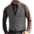 thumbnail image 1 of Wancir Mens V Neck Suit Vest Retro 5 Button Suede Leather Regular Fit Casual Waistcoat for Prom,Husband Gift,Daily Wear, 1 of 7