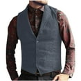 thumbnail image 1 of Wancir Mens V Neck Suit Vest Retro 5 Button Suede Leather Regular Fit Casual Waistcoat for Prom,Husband Gift,Daily Wear, 1 of 7