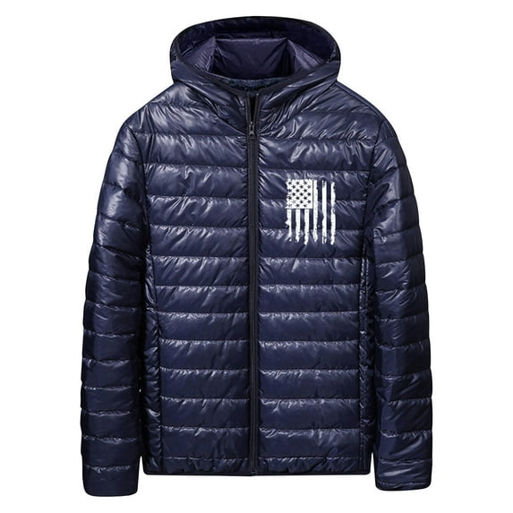 Wancir Mens Winter Jacket with Hood Quilted Puffer Down Jacket Full Zip Warm Thick Coats Cold Weather Work Outerwear