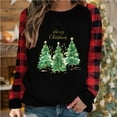 thumbnail image 1 of Wancir Merry Christmas T Shirt Women Plaid Christmas Tree Tee Tops Letter Print Long Sleeve Holiday Shirt, 1 of 4
