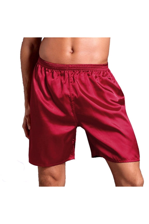 Wancir Mulberry Silk Shorts for Men, Silk Boxers Sleepwear, Relaxed Fitness Wear, Front Pockets, Elastic Waist