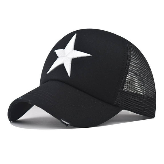 Wancir Multi-Color Couple Baseball Cap Hip-Hop Hollow Hat Men's and Women's Five-Pointed Star Mesh Hat Sun Visor Hat