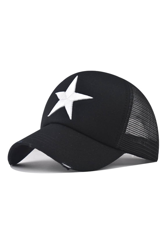 Wancir Multi-Color Couple Baseball Cap Hip-Hop Hollow Hat Men's and Women's Five-Pointed Star Mesh Hat Sun Visor Hat