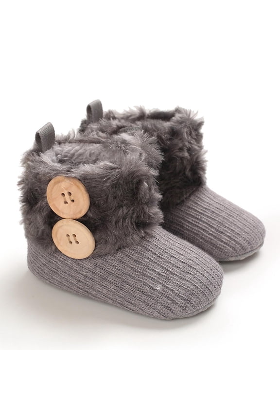 Wancir Newborn Baby Boy Girl Soft Fleece Booties Stay On Infant Slippers Socks Shoe Non Skid Gripper Toddler First Walkers Winter Ankle Crib Shoes