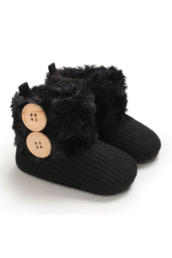 Wancir Newborn Baby Boy Girl Soft Fleece Booties Stay On Infant Slippers Socks Shoe Non Skid Gripper Toddler First Walkers Winter Ankle Crib Shoes