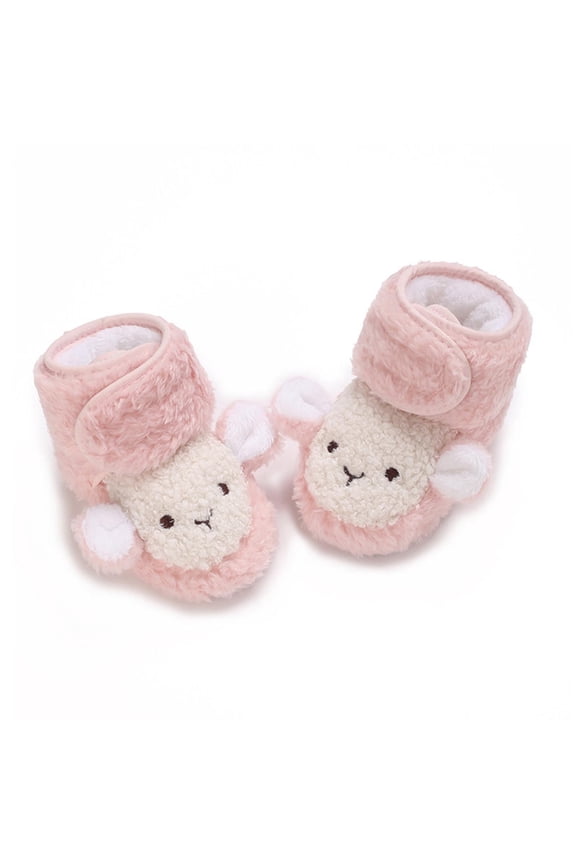 Wancir Newborn Baby Boys Girls Booties Stay On Socks Non Skid Soft Sole Infant Toddler Warm Winter House Slipper Crib Shoes 0-18 Months