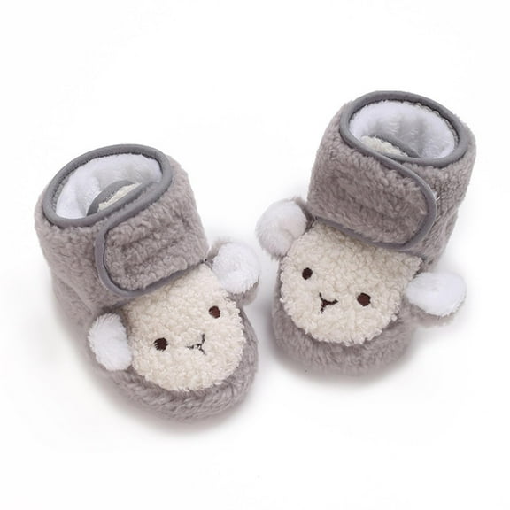 Wancir Newborn Baby Boys Girls Booties Stay On Socks Non Skid Soft Sole Infant Toddler Warm Winter House Slipper Crib Shoes 0-18 Months