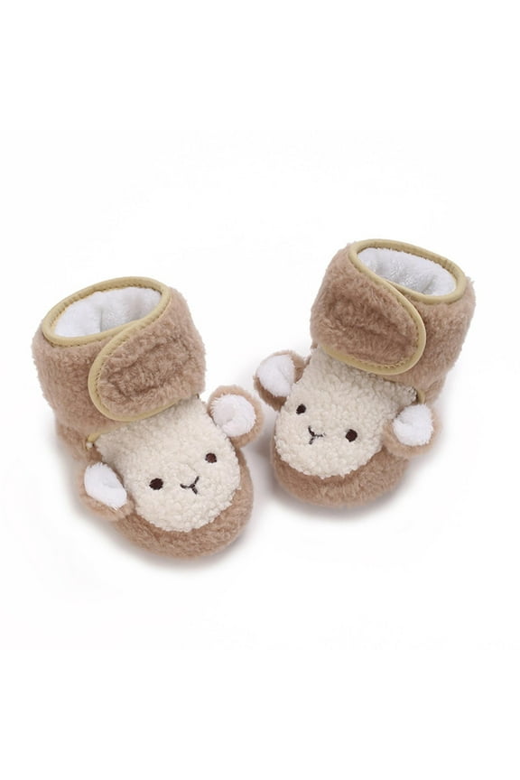 Wancir Newborn Baby Boys Girls Booties Stay On Socks Non Skid Soft Sole Infant Toddler Warm Winter House Slipper Crib Shoes 0-18 Months