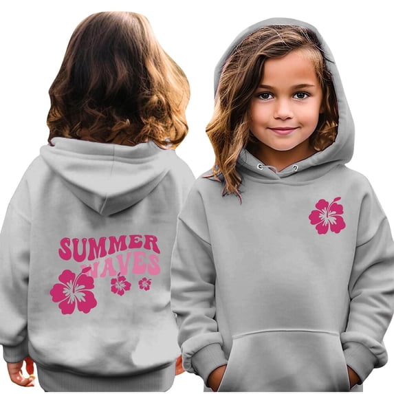 Wancir Pink Graphic Hoodie For Women 2024 Cute Preppy Sweatshirt Long Sleeve Drawstring Pullover Tops With Pockets 1-14T