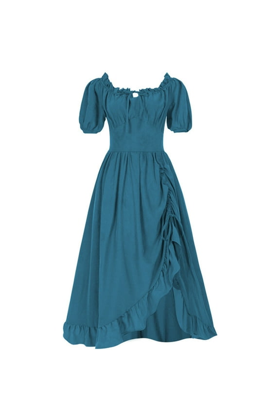 Wancir Puff Sleeve Dress for Women Renaissance Cottagecore Dress Ruffle Tiered Boho Midi Summer Dresses