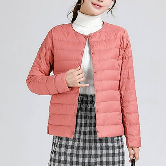 Wancir Quilted Jackets for Women Lightweight Puffer Jacket Long Sleeve Button Down Winter Coat Warm Outwear Pockets