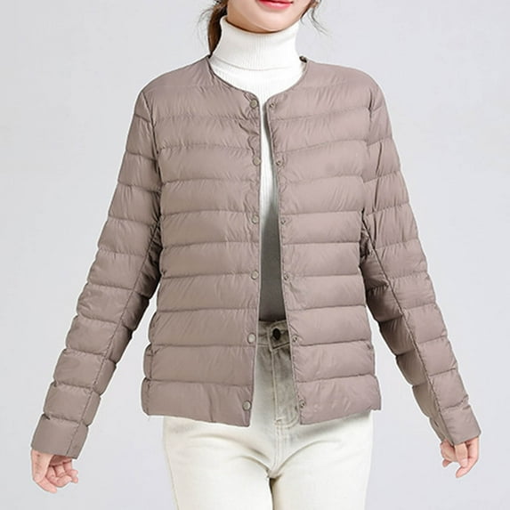 Wancir Quilted Jackets for Women Lightweight Puffer Jacket Long Sleeve Button Down Winter Coat Warm Outwear Pockets