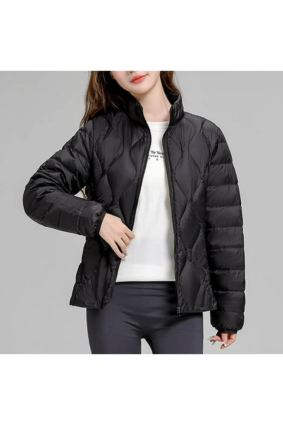 Wancir Quilted Jackets for Women Lightweight Puffer Jacket Long Sleeve Zip Up Winter Coat Warm Outwear Pockets