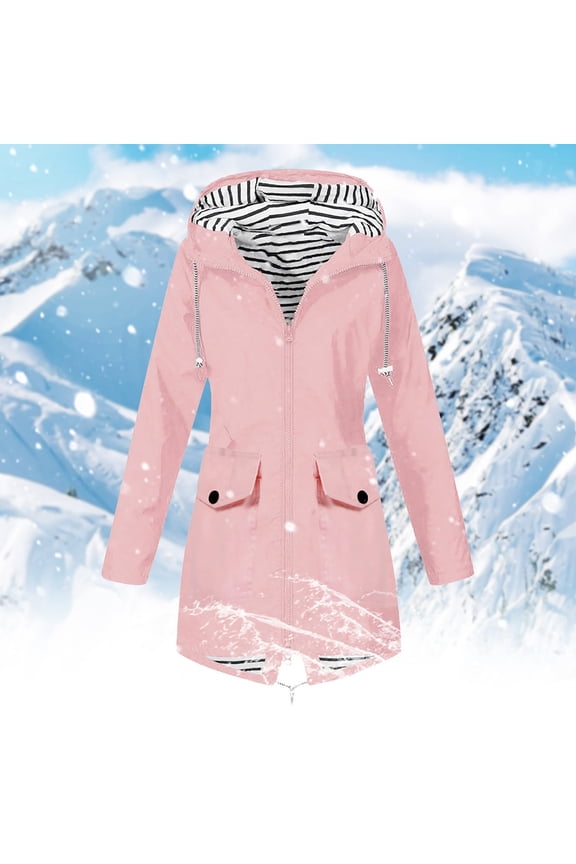 Wancir Rain Jacket for Women Lightweight Long Hooded Raincoat Waterproof Outdoor Travel Hiking Windbreaker Trench Coats