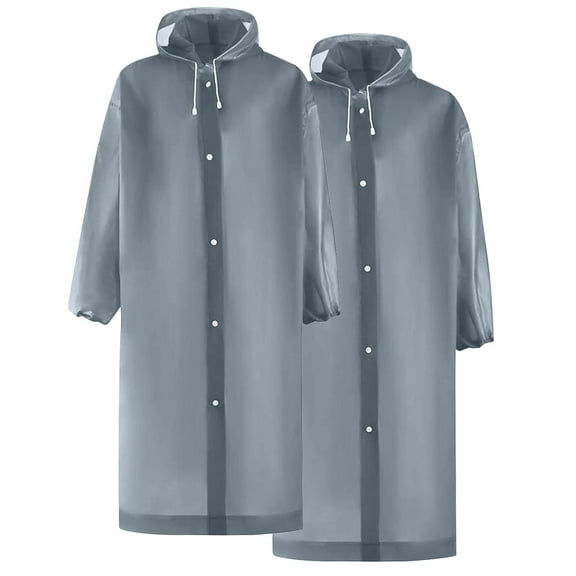 Wancir Rain Ponchos for Adults Reusable Raincoats Survival Heavy Duty Military Impermeable 2 Packs Rain Coat