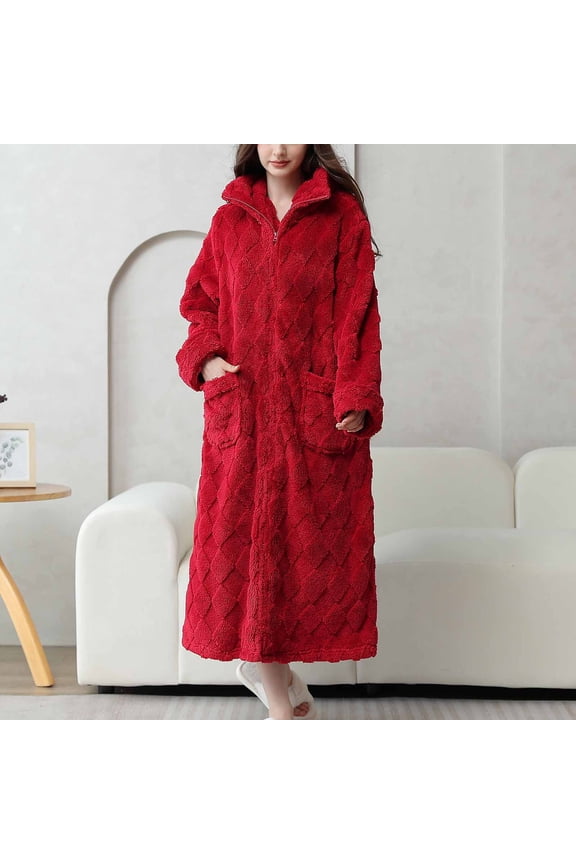 Wancir Robe Winter Bathrobe Women Loose Loungewear Sweet Tender Robe Fleece Coral Warm Robes Pink Grey