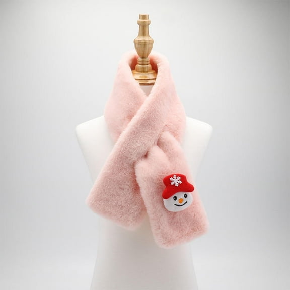 Wancir Santa Claus Pattern Scarf Winter Warm Neckerchief High- end Cross Scarf for Party Christmas Red Christmas Ornament