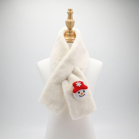 Wancir Santa Claus Pattern Scarf Winter Warm Neckerchief High- end Cross Scarf for Party Christmas Red Christmas Ornament