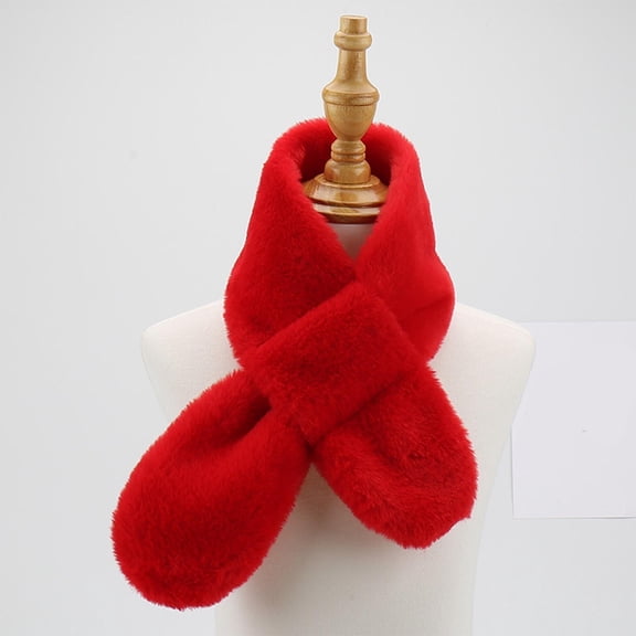 Wancir Santa Claus Pattern Scarf Winter Warm Neckerchief High- end Cross Scarf for Party Christmas Red Christmas Ornament