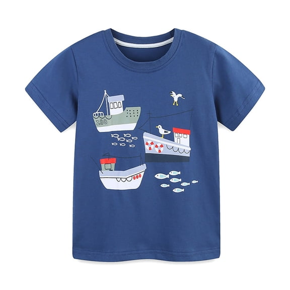 Wancir Shirt for 2-8T Boys Funny Cartoon T-Shirt Short Sleeve Car Train Excavator Tee Shirt Construction Shirts