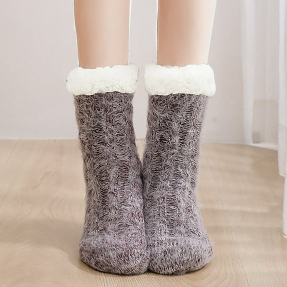 Wancir Slipper Socks for Women with Gripper - Winter Non Slip Thick Fuzzy Socks - Warm Cozy Christmas Gift