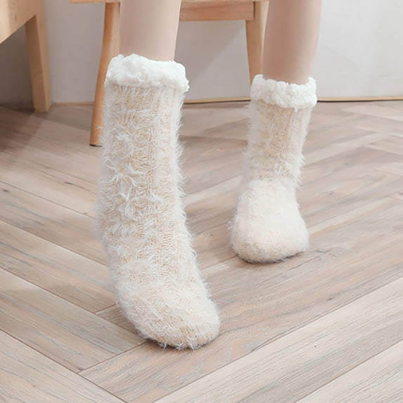Wancir Slipper Socks for Women with Gripper - Winter Non Slip Thick Fuzzy Socks - Warm Cozy Christmas Gift