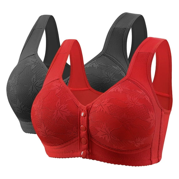 Wancir Solid Color Front-Closure T-Shirt Bra - Plus Size Seamless Support