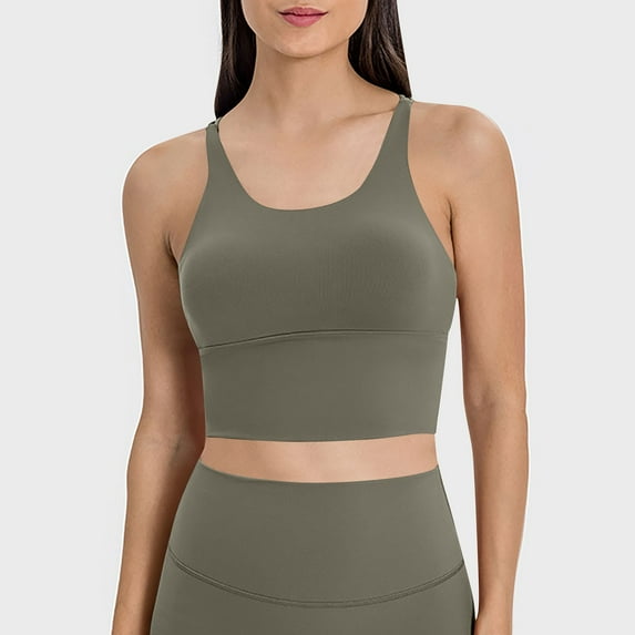 Wancir Sports Bra for Women | Medium Support Compression Padded Workout Bras Longline Shelf Bra