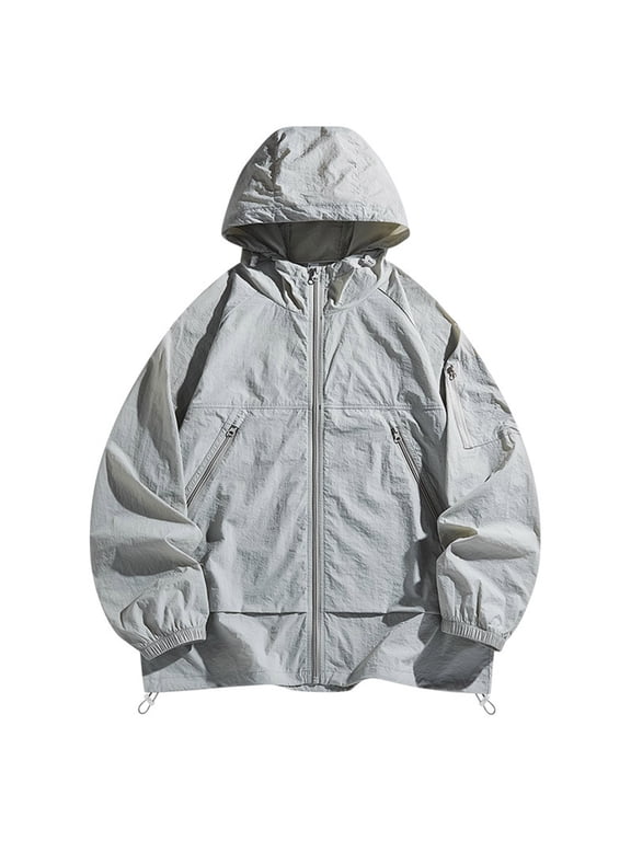 Wancir Summer Skin Coat Sun Protection Clothing Thin Jacket Men Hooded Sunscreen Outerwear