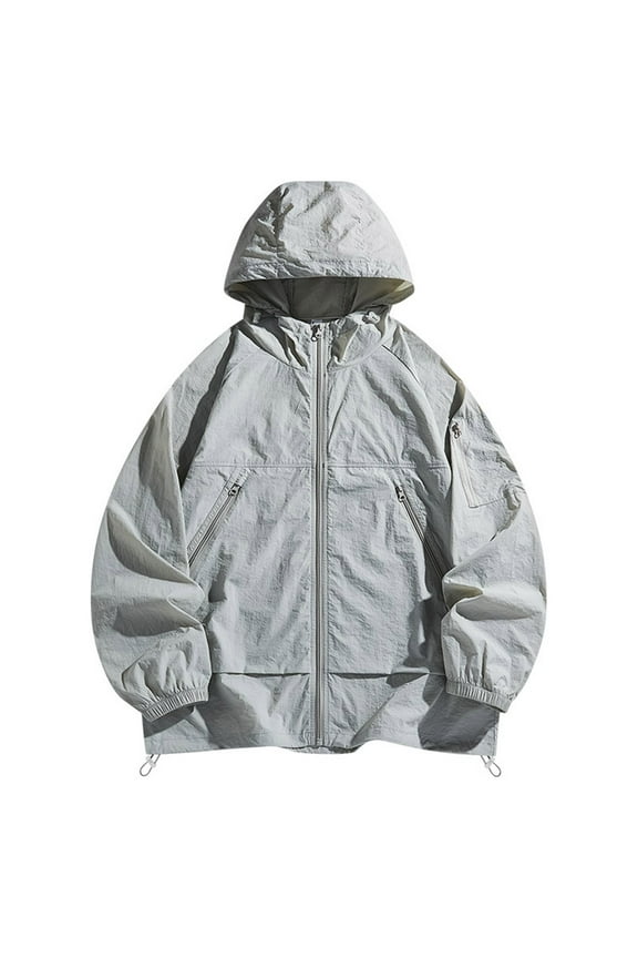 Wancir Summer Skin Coat Sun Protection Clothing Thin Jacket Men Hooded Sunscreen Outerwear