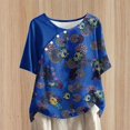 thumbnail image 1 of Wancir Summer Tops for Women 2025 Casual Short Sleeve Pullover Tunic T Shirts Ethnic Floral Print Button Spring Blouses, 1 of 5