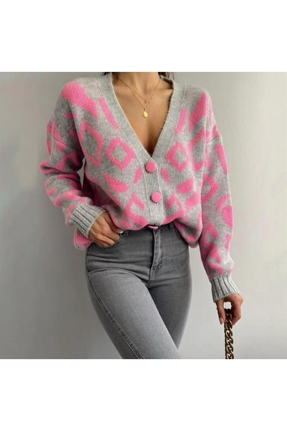 Wancir Sweaters for Women Sleeve Sexy Deep V Neck Casual Knit Striped Pullover Sweater