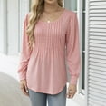 thumbnail image 1 of Wancir Sweatshirt for Women Crewneck Pleated Long Sleeve Shirts Tunic Tops Fashion 2024, 1 of 8
