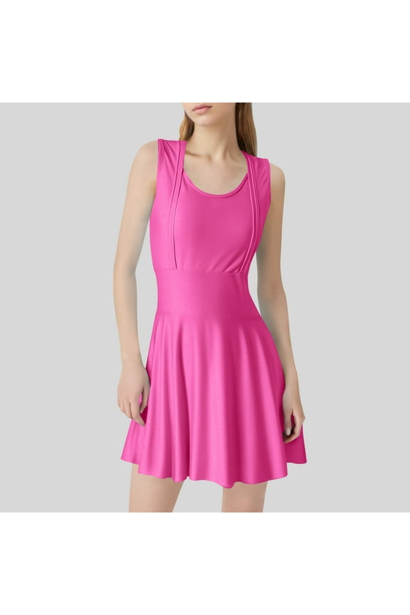 Wancir Swim Dress for Women One Piece Tummy Control Swimsuit Sleeveless A Line Strappy Back Vintage Modest Bathing Suits