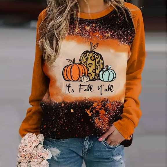 Wancir Thanksgiving Shirts Women Funny Turkey Graphic Sweatshirt Grateful Blessed Fall Long Sleeve Pullover Tops