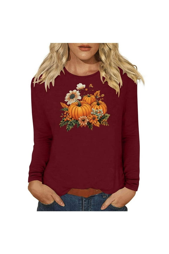 Wancir Thanksgiving Shirts for Women Thankful Grateful Blessed Shirt Leopard Pumpkin Tshirt Fall Shirt