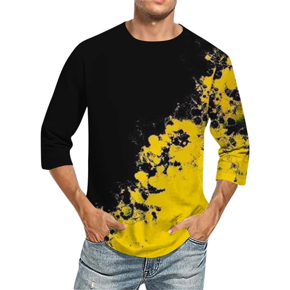 Wancir Tie Dye Shirts Gradient Tshirt Mens 3/4 Length Tshirts Jersey Baseball Tshirts Crew Neck Casual Soft Regular Fit Tees