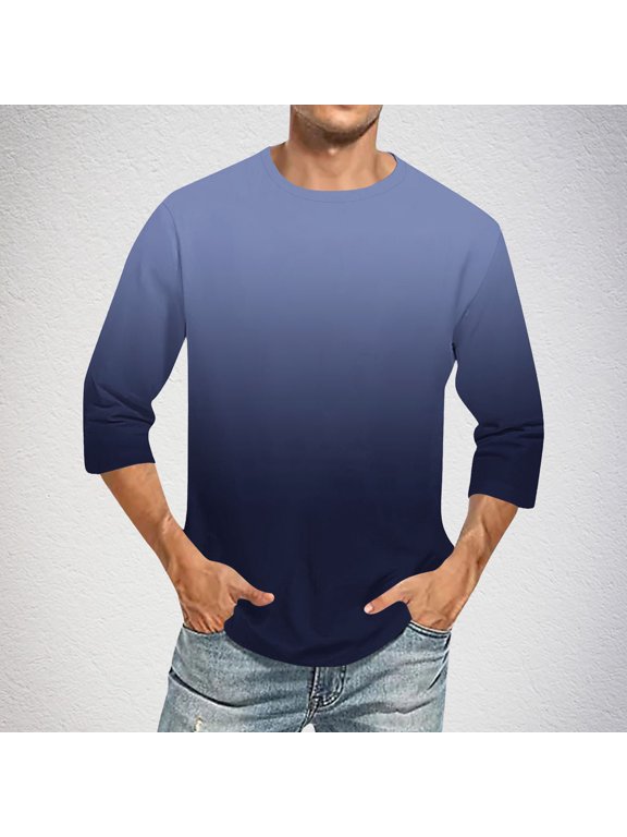Wancir Tie Dye Shirts Gradient Tshirt Mens 3/4 Length Tshirts Jersey Baseball Tshirts Crew Neck Casual Soft Regular Fit Tees