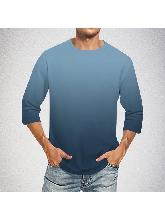 Wancir Tie Dye Shirts Gradient Tshirt Mens 3/4 Length Tshirts Jersey Baseball Tshirts Crew Neck Casual Soft Regular Fit Tees